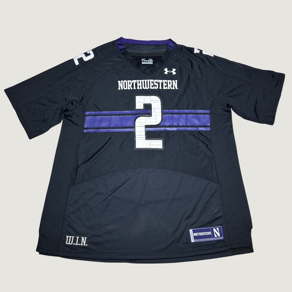 Under Armour Northwestern Wildcats Football Jersey Mens XL #2 HeatGear Black